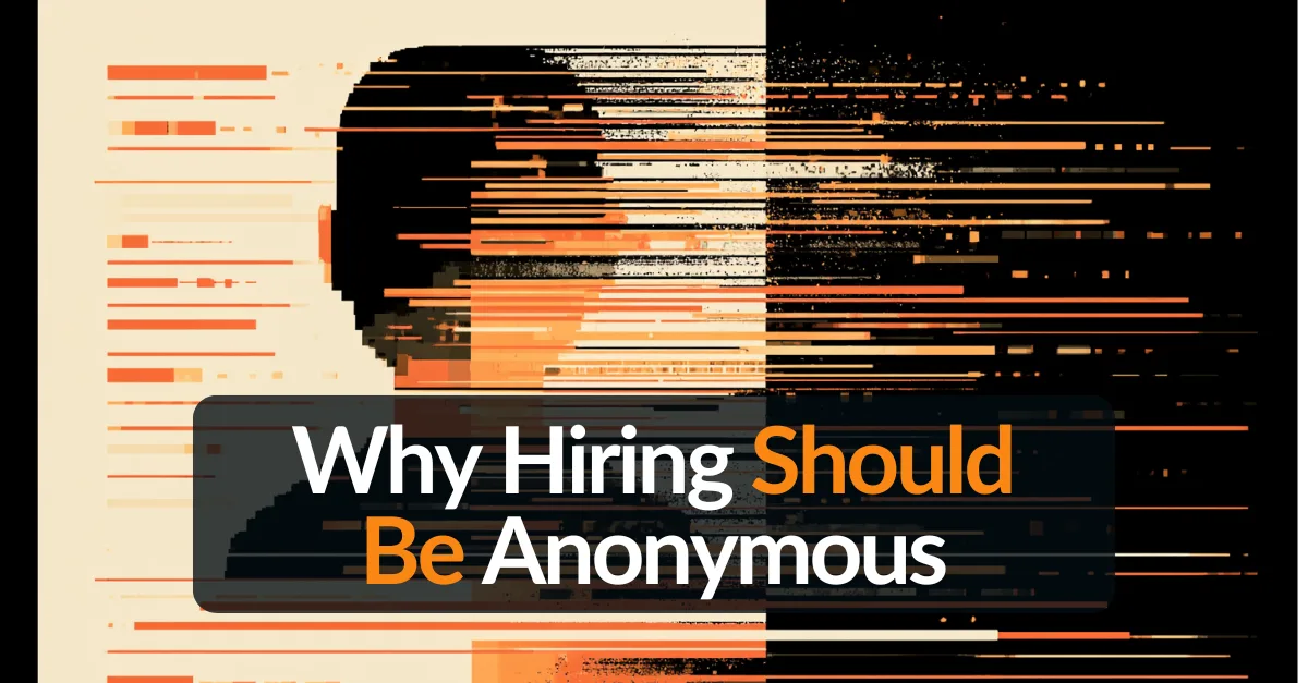 Editorial illustration about anonymous hiring and equal exposure.